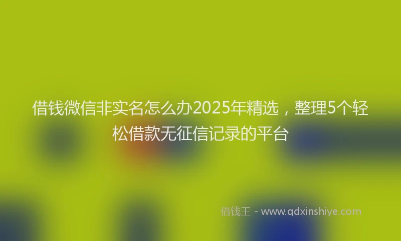 借钱微信非实名怎么办2025年精选，整理5个轻松借款无征信记录的平台