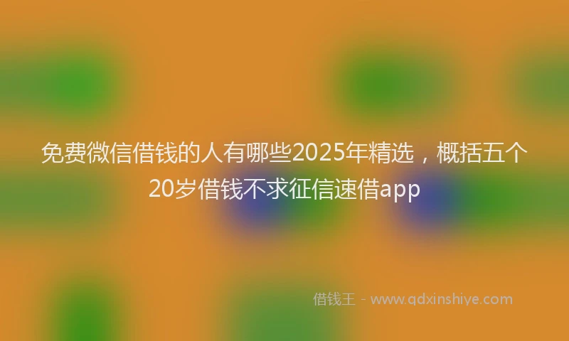 免费微信借钱的人有哪些2025年精选，概括五个20岁借钱不求征信速借app