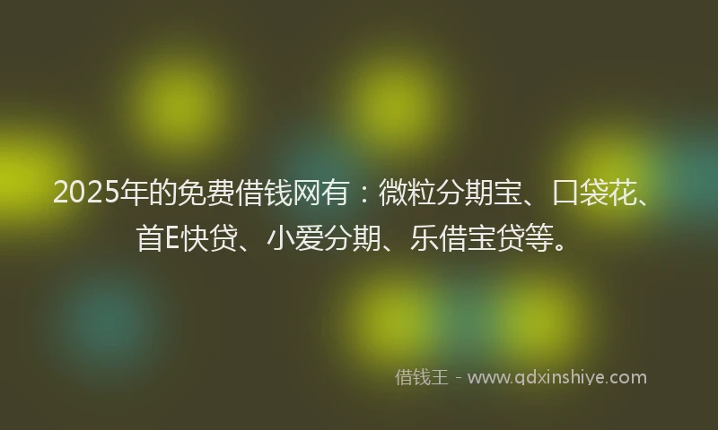 2025年的免费借钱网有：微粒分期宝、口袋花、首E快贷、小爱分期、乐借宝贷等。