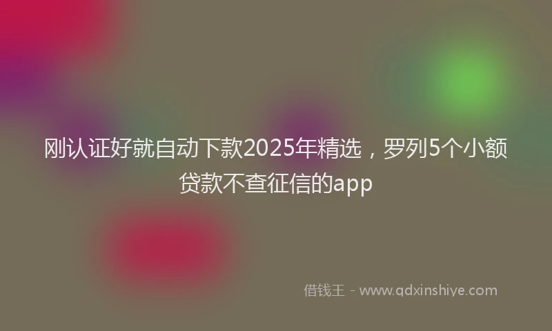 刚认证好就自动下款2025年精选，罗列5个小额贷款不查征信的app