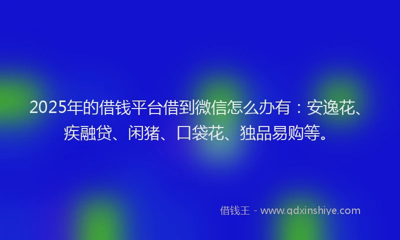 2025年的借钱平台借到微信怎么办有：安逸花、疾融贷、闲猪、口袋花、独品易购等。