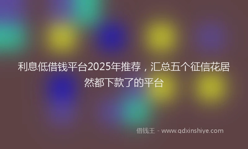 利息低借钱平台2025年推荐，汇总五个征信花居然都下款了的平台