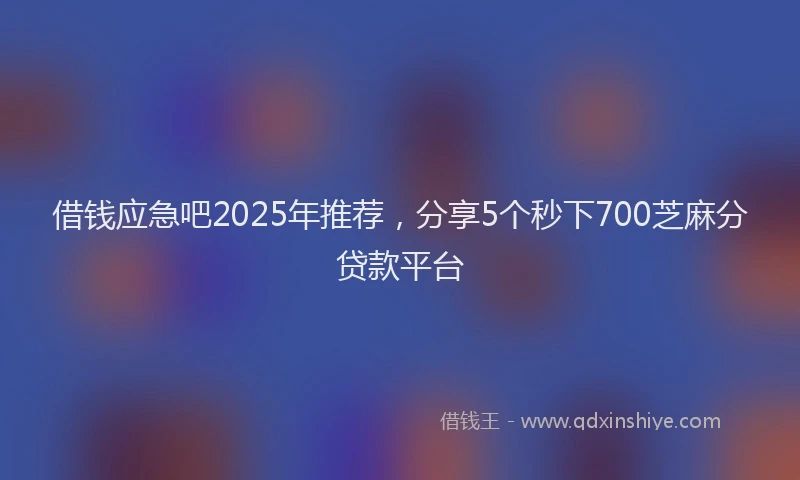 借钱应急吧2025年推荐，分享5个秒下700芝麻分贷款平台