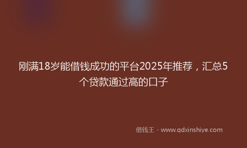 刚满18岁能借钱成功的平台2025年推荐，汇总5个贷款通过高的口子