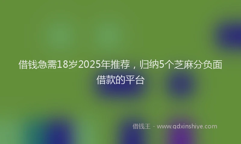 借钱急需18岁2025年推荐，归纳5个芝麻分负面借款的平台