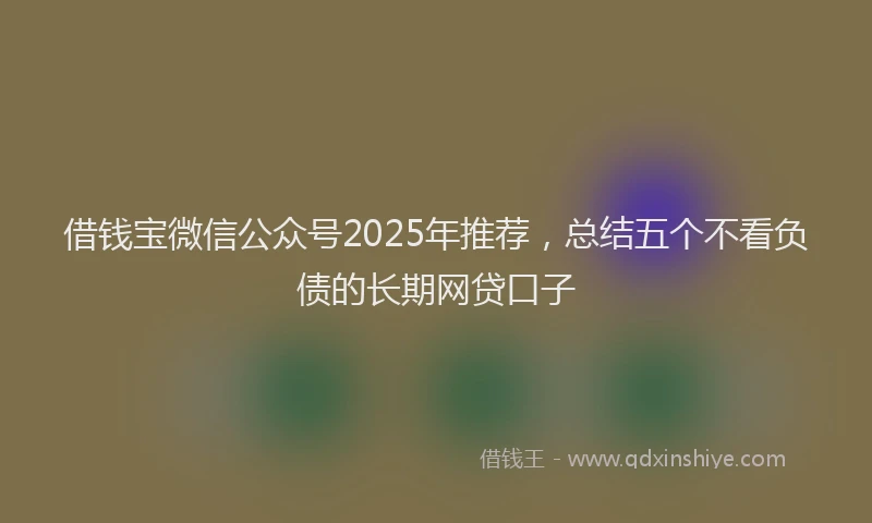 借钱宝微信公众号2025年推荐，总结五个不看负债的长期网贷口子