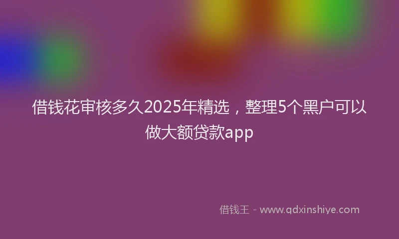 借钱花审核多久2025年精选，整理5个黑户可以做大额贷款app