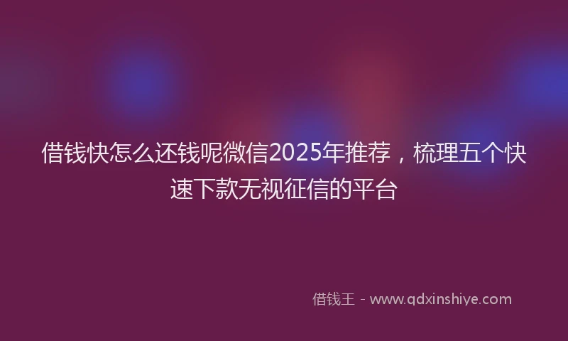 借钱快怎么还钱呢微信2025年推荐，梳理五个快速下款无视征信的平台
