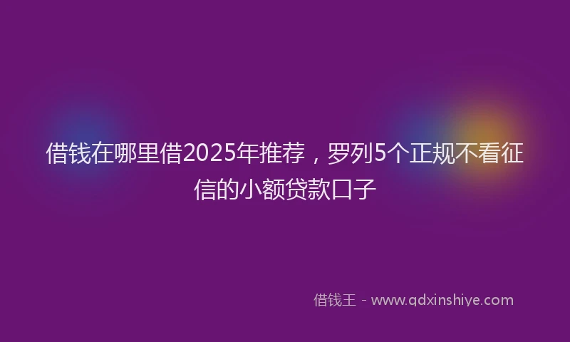 借钱在哪里借2025年推荐，罗列5个正规不看征信的小额贷款口子