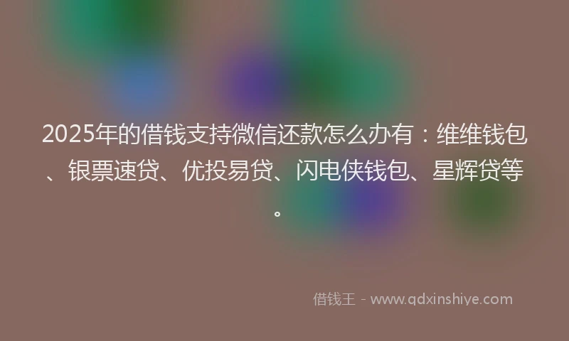 2025年的借钱支持微信还款怎么办有：维维钱包、银票速贷、优投易贷、闪电侠钱包、星辉贷等。