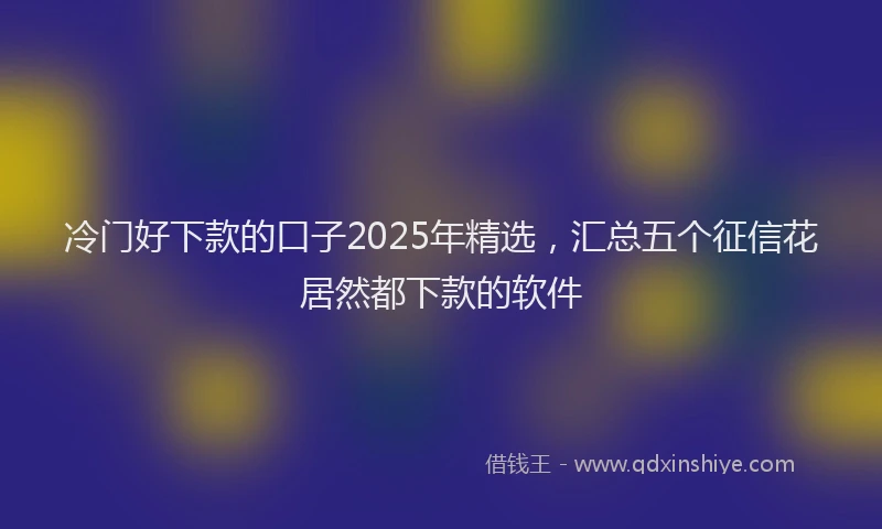 冷门好下款的口子2025年精选，汇总五个征信花居然都下款的软件