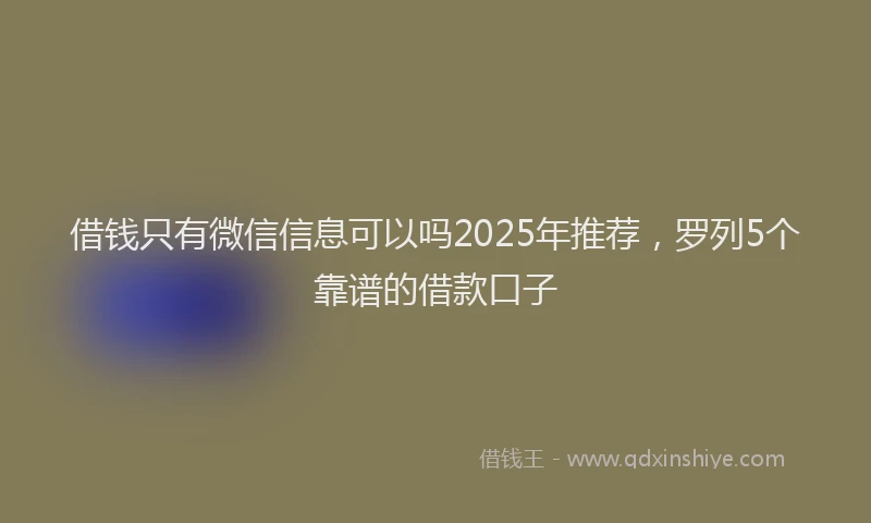 借钱只有微信信息可以吗2025年推荐，罗列5个靠谱的借款口子
