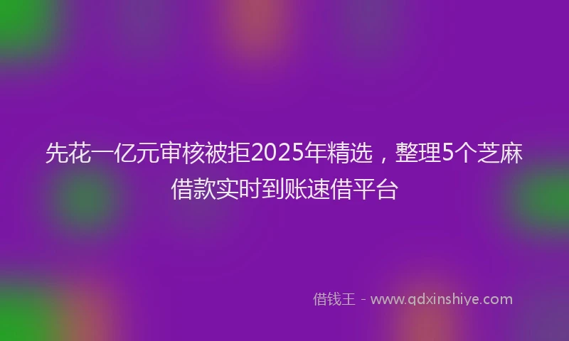 先花一亿元审核被拒2025年精选，整理5个芝麻借款实时到账速借平台
