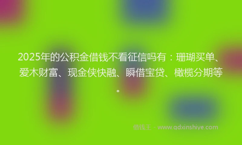 2025年的公积金借钱不看征信吗有：珊瑚买单、爱木财富、现金侠快融、瞬借宝贷、橄榄分期等。