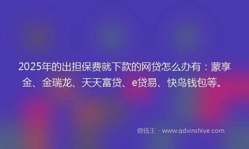 2025年的出担保费就下款的网贷怎么办有：蒙享金、金瑞龙、天天富贷、e贷易、快鸟钱包等。