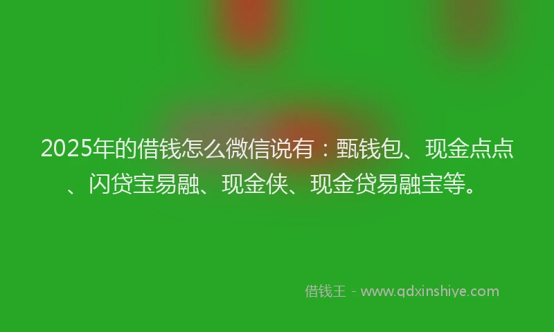 2025年的借钱怎么微信说有：甄钱包、现金点点、闪贷宝易融、现金侠、现金贷易融宝等。