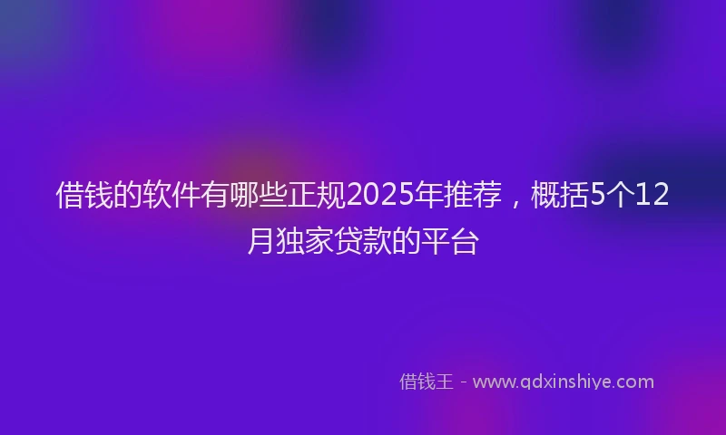 借钱的软件有哪些正规2025年推荐，概括5个12月独家贷款的平台