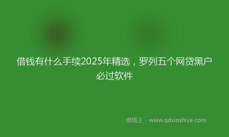 借钱有什么手续2025年精选，罗列五个网贷黑户必过软件