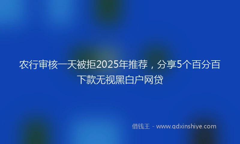 农行审核一天被拒2025年推荐，分享5个百分百下款无视黑白户网贷