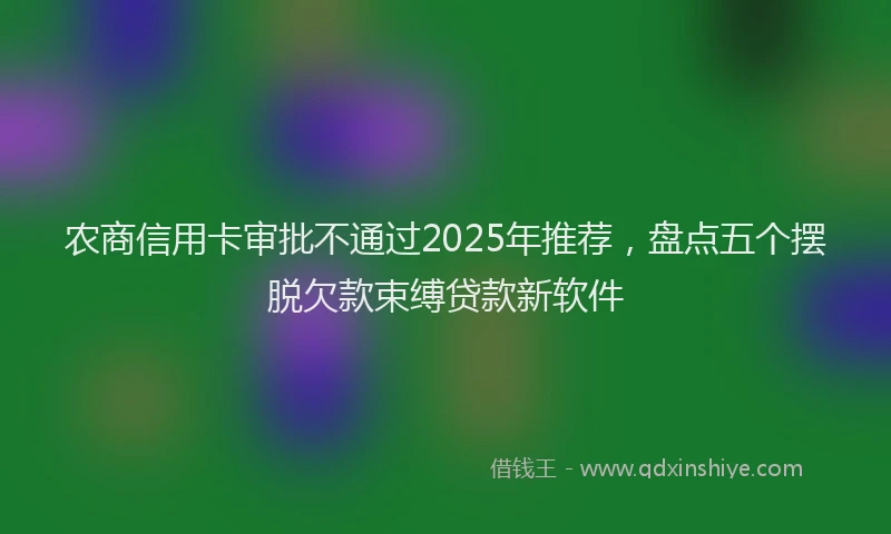 农商信用卡审批不通过2025年推荐，盘点五个摆脱欠款束缚贷款新软件