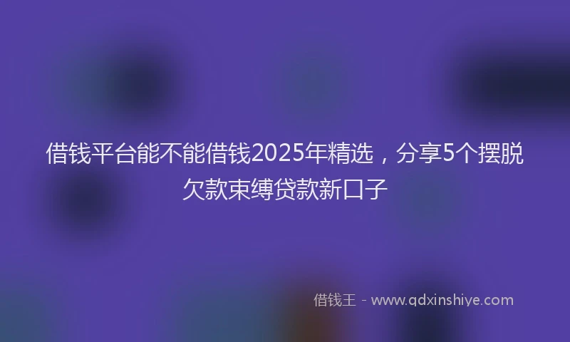借钱平台能不能借钱2025年精选，分享5个摆脱欠款束缚贷款新口子