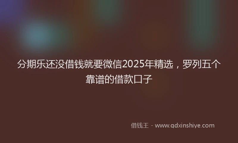 分期乐还没借钱就要微信2025年精选，罗列五个靠谱的借款口子