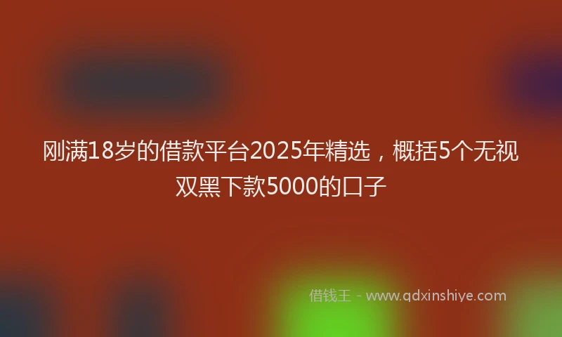 刚满18岁的借款平台2025年精选，概括5个无视双黑下款5000的口子