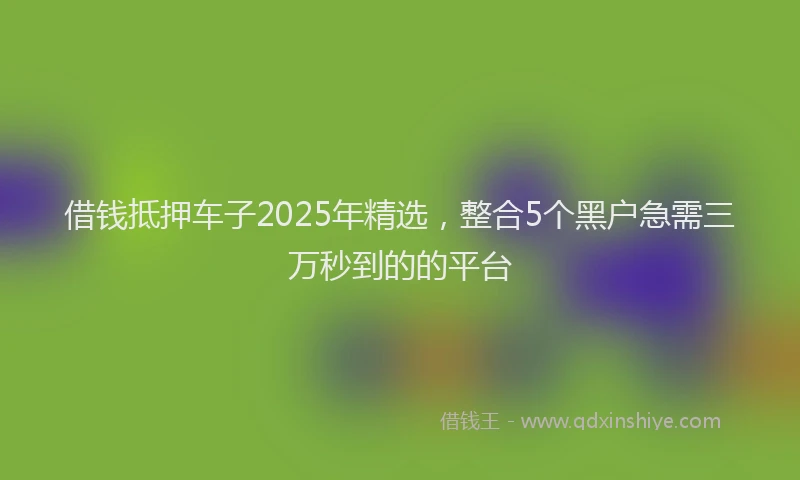 借钱抵押车子2025年精选，整合5个黑户急需三万秒到的的平台