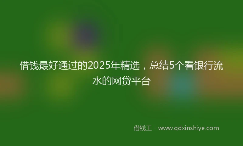 借钱最好通过的2025年精选，总结5个看银行流水的网贷平台