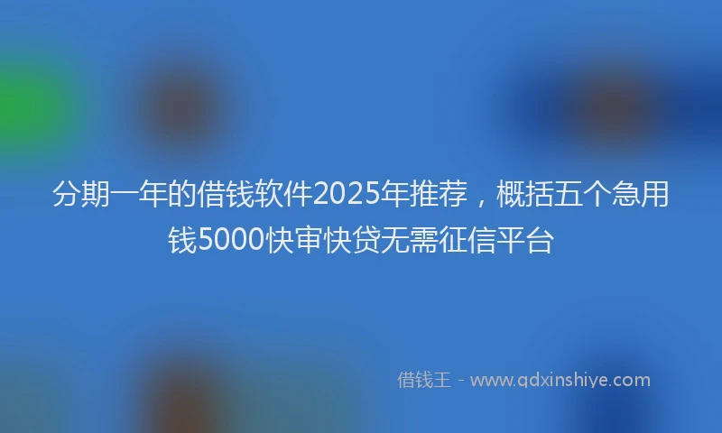 分期一年的借钱软件2025年推荐，概括五个急用钱5000快审快贷无需征信平台