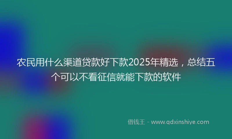 农民用什么渠道贷款好下款2025年精选，总结五个可以不看征信就能下款的软件