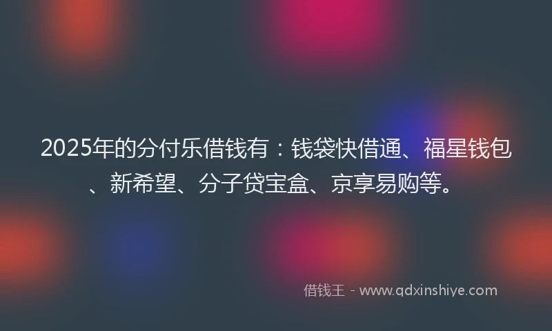 2025年的分付乐借钱有：钱袋快借通、福星钱包、新希望、分子贷宝盒、京享易购等。