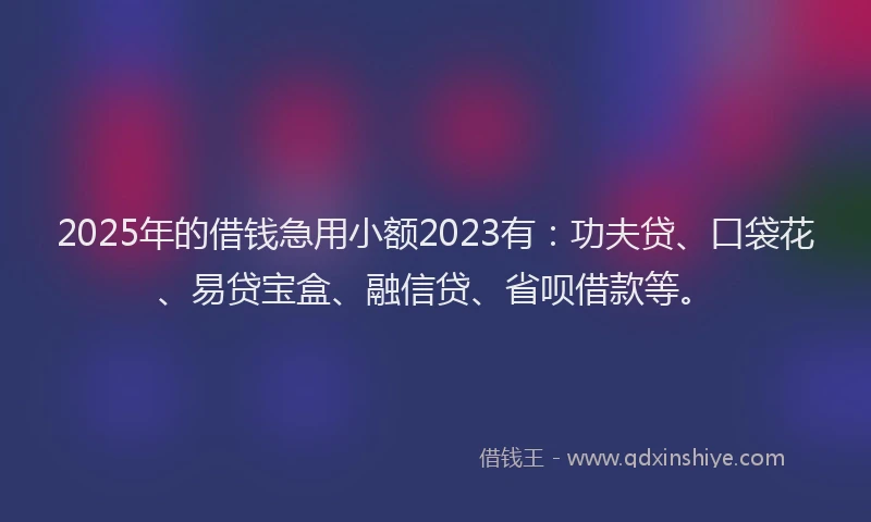 2025年的借钱急用小额2023有：功夫贷、口袋花、易贷宝盒、融信贷、省呗借款等。