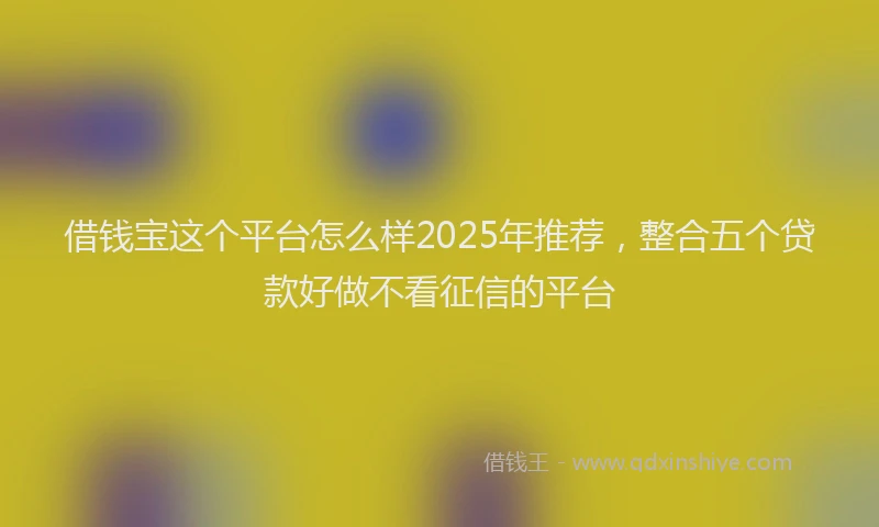 借钱宝这个平台怎么样2025年推荐，整合五个贷款好做不看征信的平台