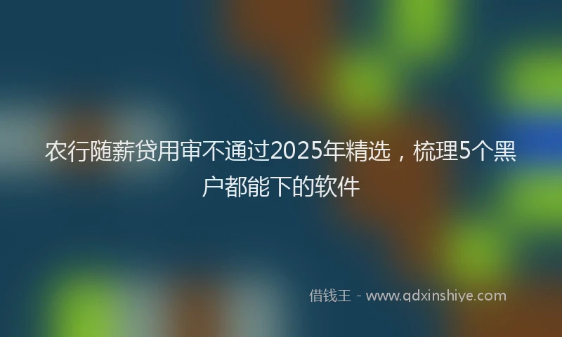 农行随薪贷用审不通过2025年精选，梳理5个黑户都能下的软件
