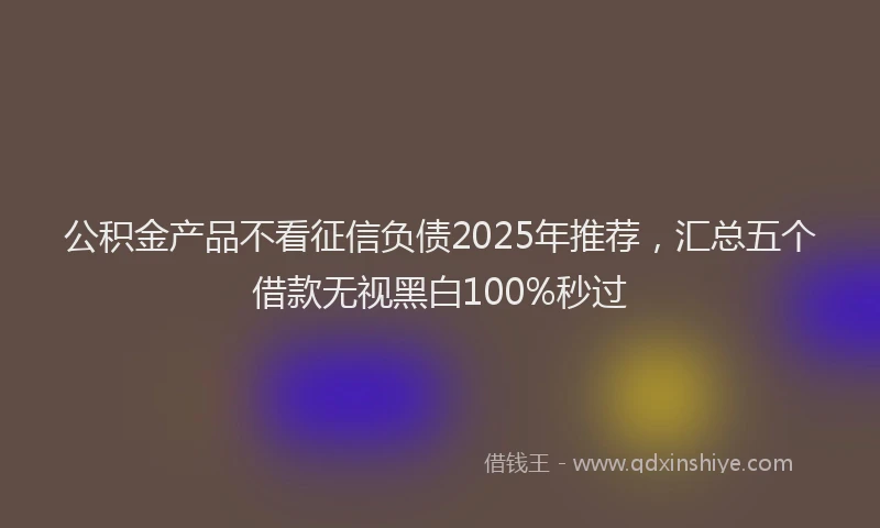 公积金产品不看征信负债2025年推荐，汇总五个借款无视黑白100%秒过