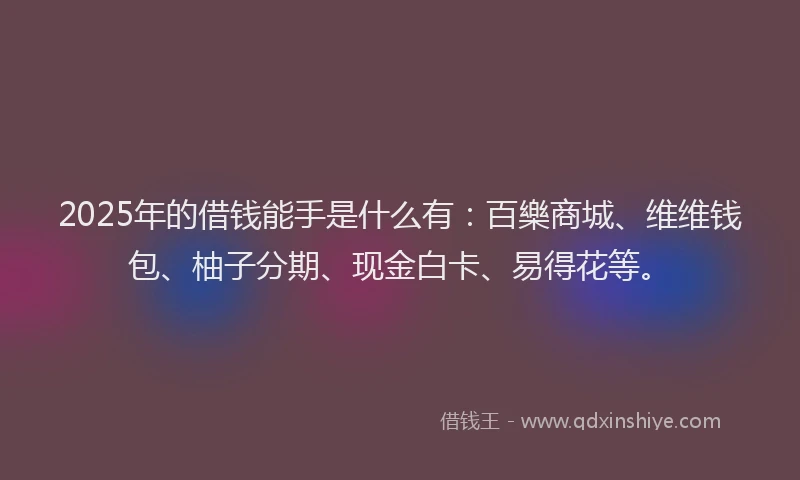 2025年的借钱能手是什么有：百樂商城、维维钱包、柚子分期、现金白卡、易得花等。