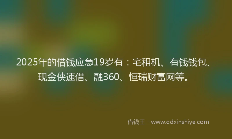 2025年的借钱应急19岁有：宅租机、有钱钱包、现金侠速借、融360、恒瑞财富网等。
