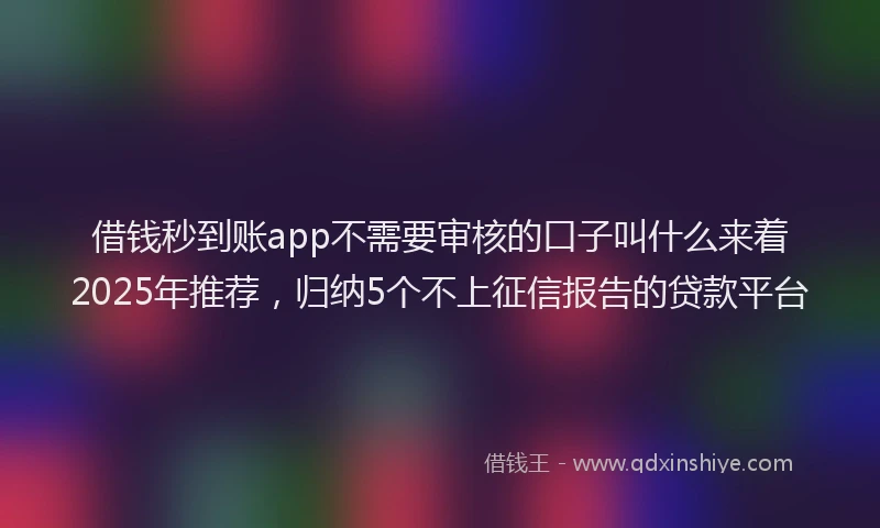 借钱秒到账app不需要审核的口子叫什么来着2025年推荐，归纳5个不上征信报告的贷款平台