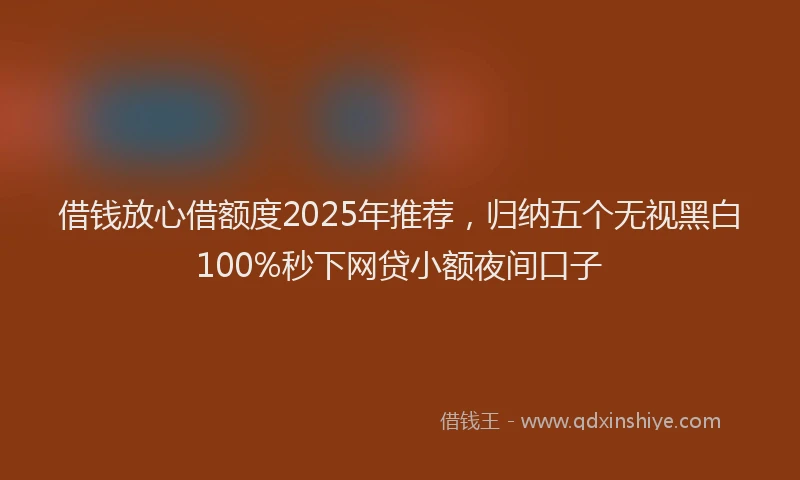 借钱放心借额度2025年推荐，归纳五个无视黑白100%秒下网贷小额夜间口子