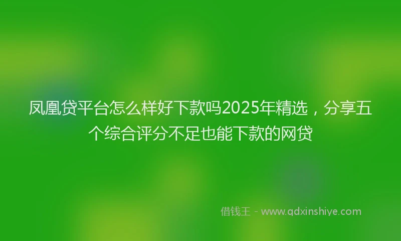 凤凰贷平台怎么样好下款吗2025年精选，分享五个综合评分不足也能下款的网贷