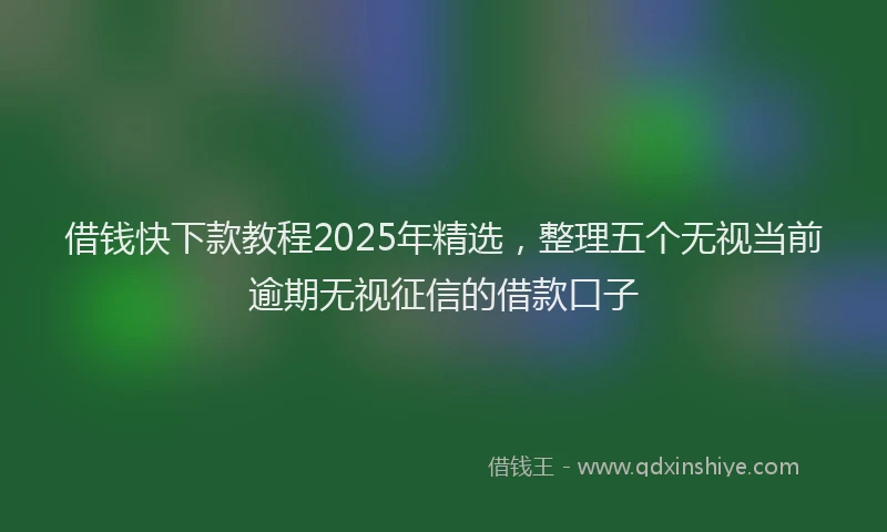 借钱快下款教程2025年精选，整理五个无视当前逾期无视征信的借款口子