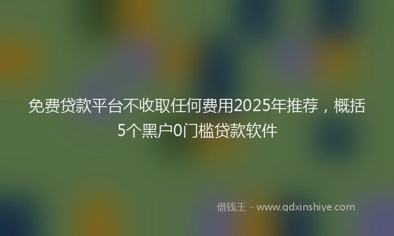 免费贷款平台不收取任何费用2025年推荐，概括5个黑户0门槛贷款软件