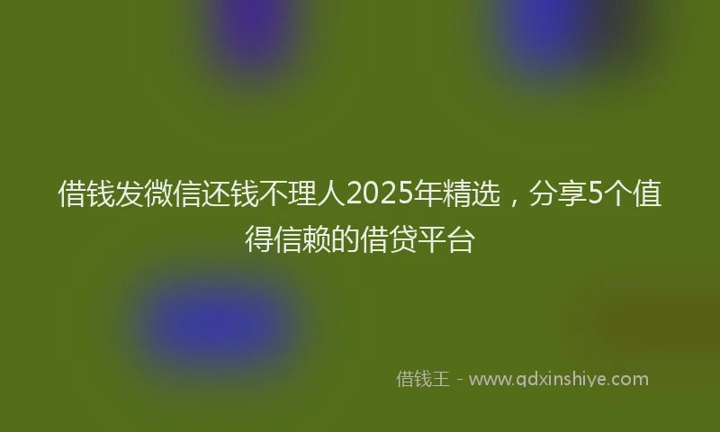 借钱发微信还钱不理人2025年精选，分享5个值得信赖的借贷平台