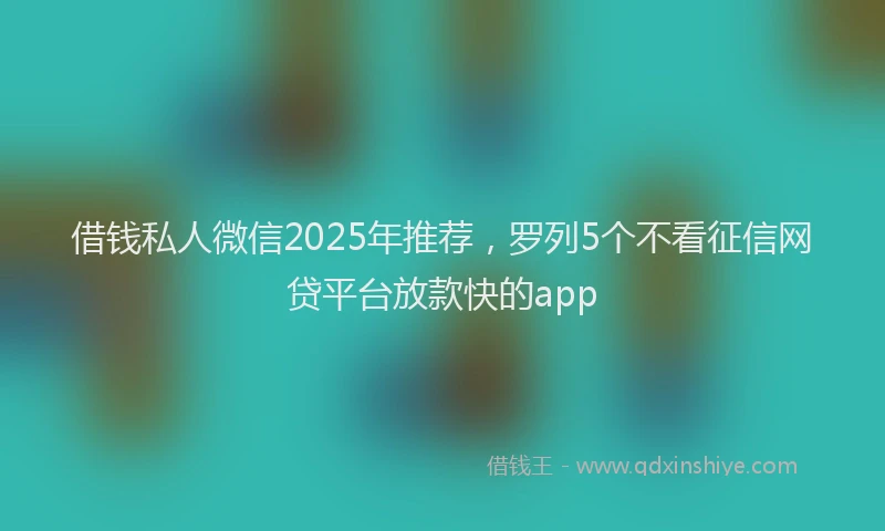 借钱私人微信2025年推荐，罗列5个不看征信网贷平台放款快的app