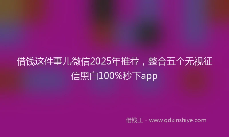 借钱这件事儿微信2025年推荐，整合五个无视征信黑白100%秒下app