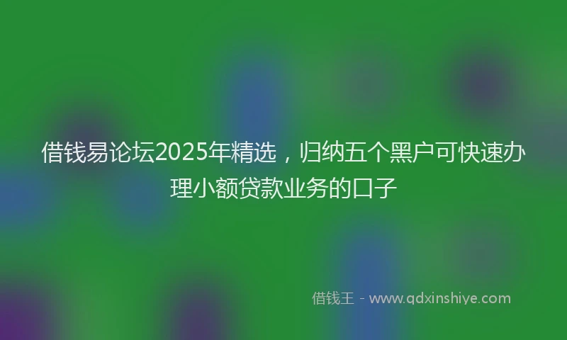 借钱易论坛2025年精选，归纳五个黑户可快速办理小额贷款业务的口子