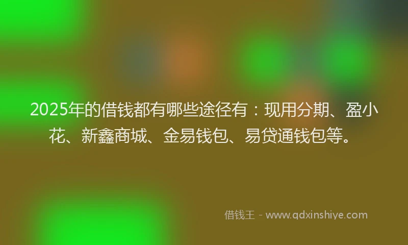 2025年的借钱都有哪些途径有：现用分期、盈小花、新鑫商城、金易钱包、易贷通钱包等。