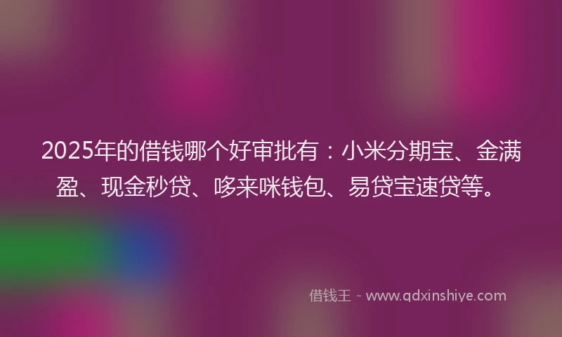 2025年的借钱哪个好审批有：小米分期宝、金满盈、现金秒贷、哆来咪钱包、易贷宝速贷等。