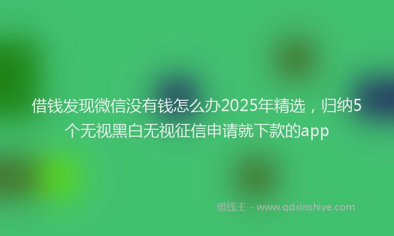 借钱发现微信没有钱怎么办2025年精选，归纳5个无视黑白无视征信申请就下款的app